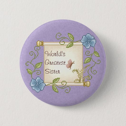 Blumenrolle-Pixel-Kunst Button (Vorderseite)
