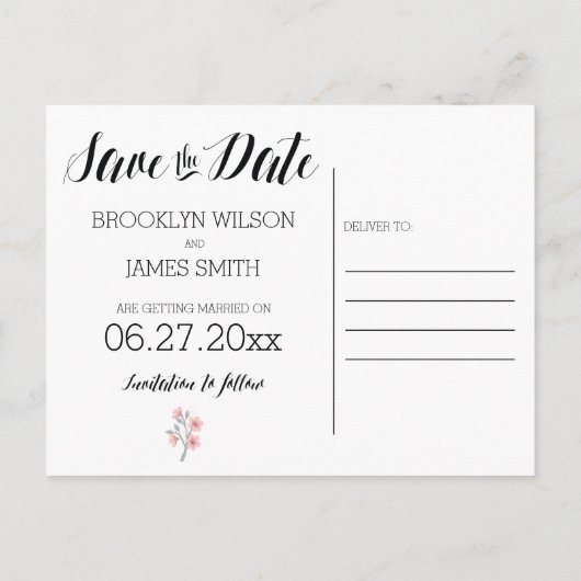 Blumenromantik Save the Date Postkarten Kranz (Rückseite)