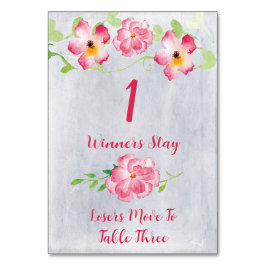 Blumenrosa #1 Bunco Table Card Tischnummer