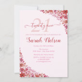 Blumenrosa 21. Geburtstag Einladung (Vorderseite)