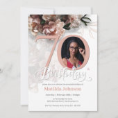 Blumenrosa 70. Geburtstag Elegantes Foto Einladung (Vorderseite)