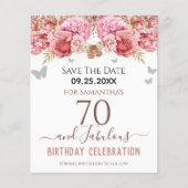 Blumenrosa 70. Geburtstag Save the Date (Vorderseite)