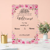 Blumenrosa Acrylklebzeichen Acrylschild (Hochzeit)