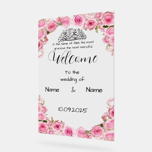 Blumenrosa Acrylklebzeichen Acrylschild (Winkel)