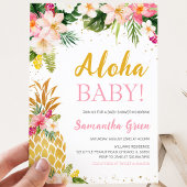 Blumenrosa Ananas Kinderdusche Einladung