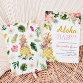 Blumenrosa Ananas Kinderdusche Einladung