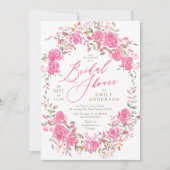 Blumenrosa Aquarelldusche Einladung (Vorderseite)