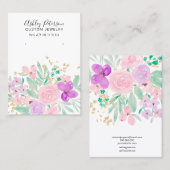 Blumenrosa Aquarellschmuck Ohrring-Display Visitenkarte (Vorne/Hinten)