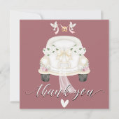 Blumenrosa-Auto Hochzeit Danke Karte (Vorderseite)