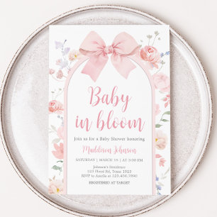 Blumenrosa Baby in Bloom Baby Dusche Einladung