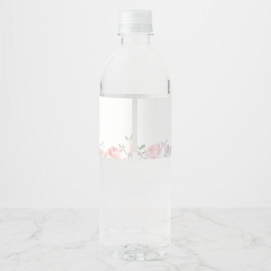 Blumenrosa Baby in Bloom Baby Dusche Wasserflaschenetikett (Rückseite)