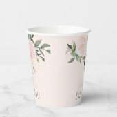 Blumenrosa Babydusche Papiertücher Pappbecher (Links)