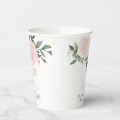 Blumenrosa Babydusche Papiertücher Pappbecher (Links)