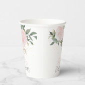 Blumenrosa Babydusche Papiertücher Pappbecher (Rechts)