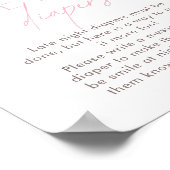 Blumenrosa Babydusche Spätnächtliche Windeln Poster (Ecke)