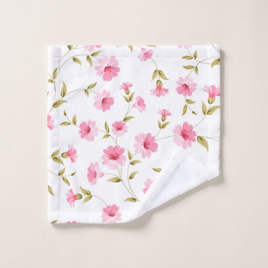 Blumenrosa Badehandtücher Set (Waschlappen)
