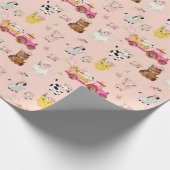 Blumenrosa-Bauernhof/ Barnyard-Kinder Geschenkguts Geschenkpapier (Ecke)