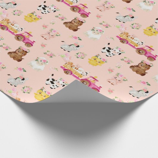 Blumenrosa-Bauernhof/ Barnyard-Kinder Geschenkguts Geschenkpapier (Ecke)
