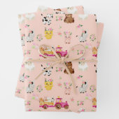 Blumenrosa-Bauernhof/ Barnyard-Kinder Geschenkguts Geschenkpapier Set (Beispiel)