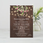 Blumenrosa Beeren rustikale Lichter Haushalt Erwär Einladung (Stehend Vorderseite)