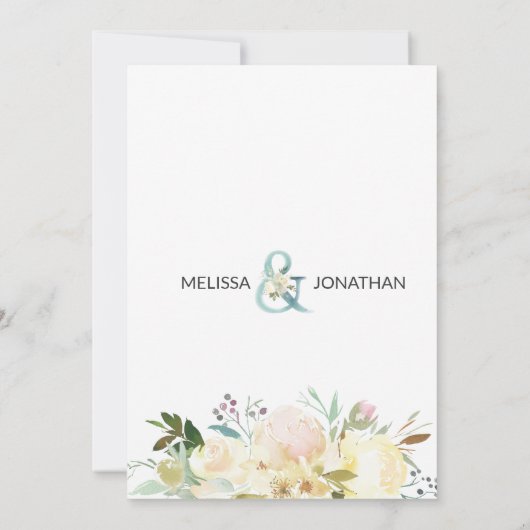 Blumenrosa Beige Elfenbeinküche Hochzeitsessen Pro Einladung (Rückseite)