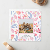 Blumenrosa Blau Foto Niedlicher Muttertag Mitteilungskarte (Vorderseite/Rückseite Beispiel)