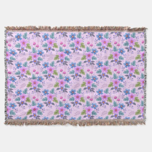 Blumenrosa Blaue violette Blume Muster-36841 Decke (Vorderseite)
