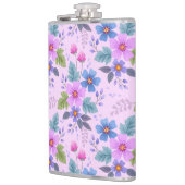 Blumenrosa Blaue violette Blume Muster-36841 Flachmann (Links)