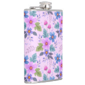 Blumenrosa Blaue violette Blume Muster-36841 Flachmann (Rechts)