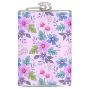 Blumenrosa Blaue violette Blume Muster-36841 Flachmann