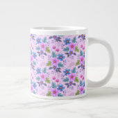 Blumenrosa Blaue violette Blume Muster-36841 Jumbo-Tasse (Rechts)