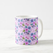 Blumenrosa Blaue violette Blume Muster-36841 Kaffeetasse (VorderseiteRechts)