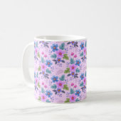 Blumenrosa Blaue violette Blume Muster-36841 Kaffeetasse (Vorderseite Links)
