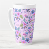 Blumenrosa Blaue violette Blume Muster-36841 Milchtasse (Linke Ecke)