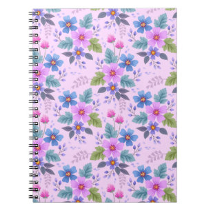 Blumenrosa Blaue violette Blume Muster-36841 Notizblock