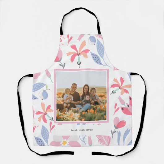 Blumenrosa Blaues Foto Niedliches Geschenk für die Schürze (Vorderseite)