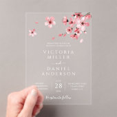 Blumenrosa Blossom Hochzeit Acryleinladungen (Insitu (Handheld))
