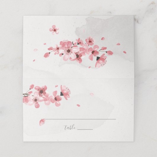 Blumenrosa Blossom Hochzeit Platzkarte (Außenseite Aufgefaltet)