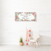 Blumenrosa Blume BOHO Oh Baby Girl Dusche Banner (Insitu)