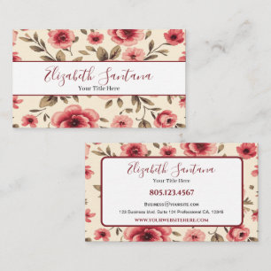 Blumenrosa Blume Creme Background Visitenkarte