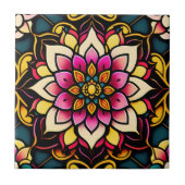 Blumenrosa Blume Illustration Kunstwerk Fliese (Vorderseite)