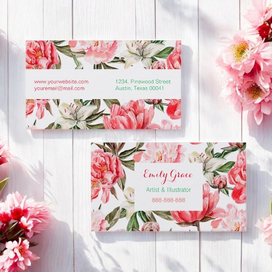 Blumenrosa Blume Muster Visitenkarte