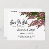 Blumenrosa Blume Save the Date Hochzeitssache Ankündigungspostkarte (Vorne/Hinten)