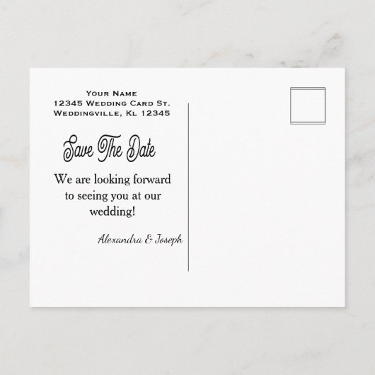 Blumenrosa Blume Save the Date Hochzeitssache Ankündigungspostkarte (Rückseite)