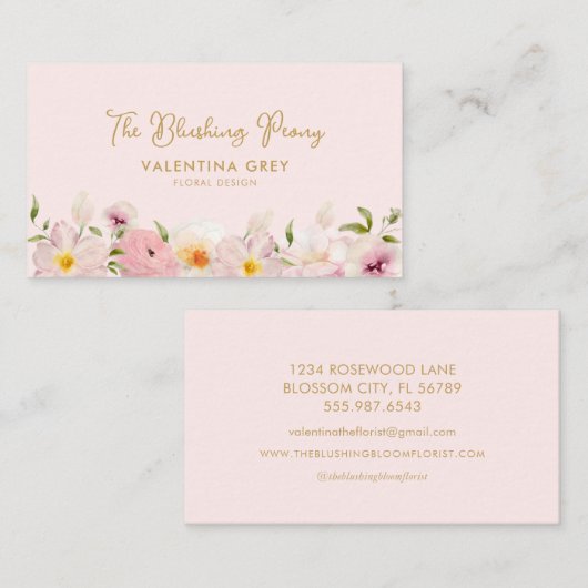 Blumenrosa-Blume Visitenkarte (Vorne/Hinten)