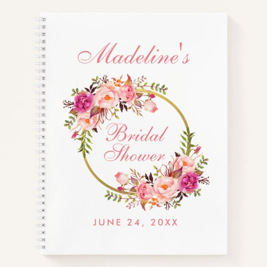 Blumenrosa Blush Brautparty Geschenkliste Notizblock (Vorderseite)