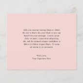 Blumenrosa Blush Budget Hochzeit Danke Karte (Rückseite)