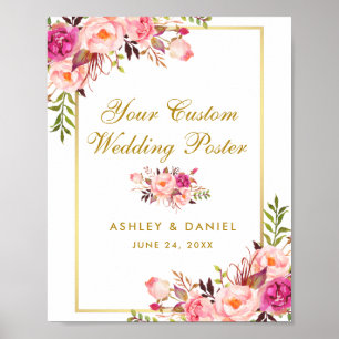 Blumenrosa Blush Gold Hochzeit Custom Poster