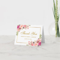 Blumenrosa Blush Gold Hochzeit Dank Hinweis