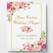 Blumenrosa Blush Gold Hochzeitstisch Fotoplatte (Vorderseite)